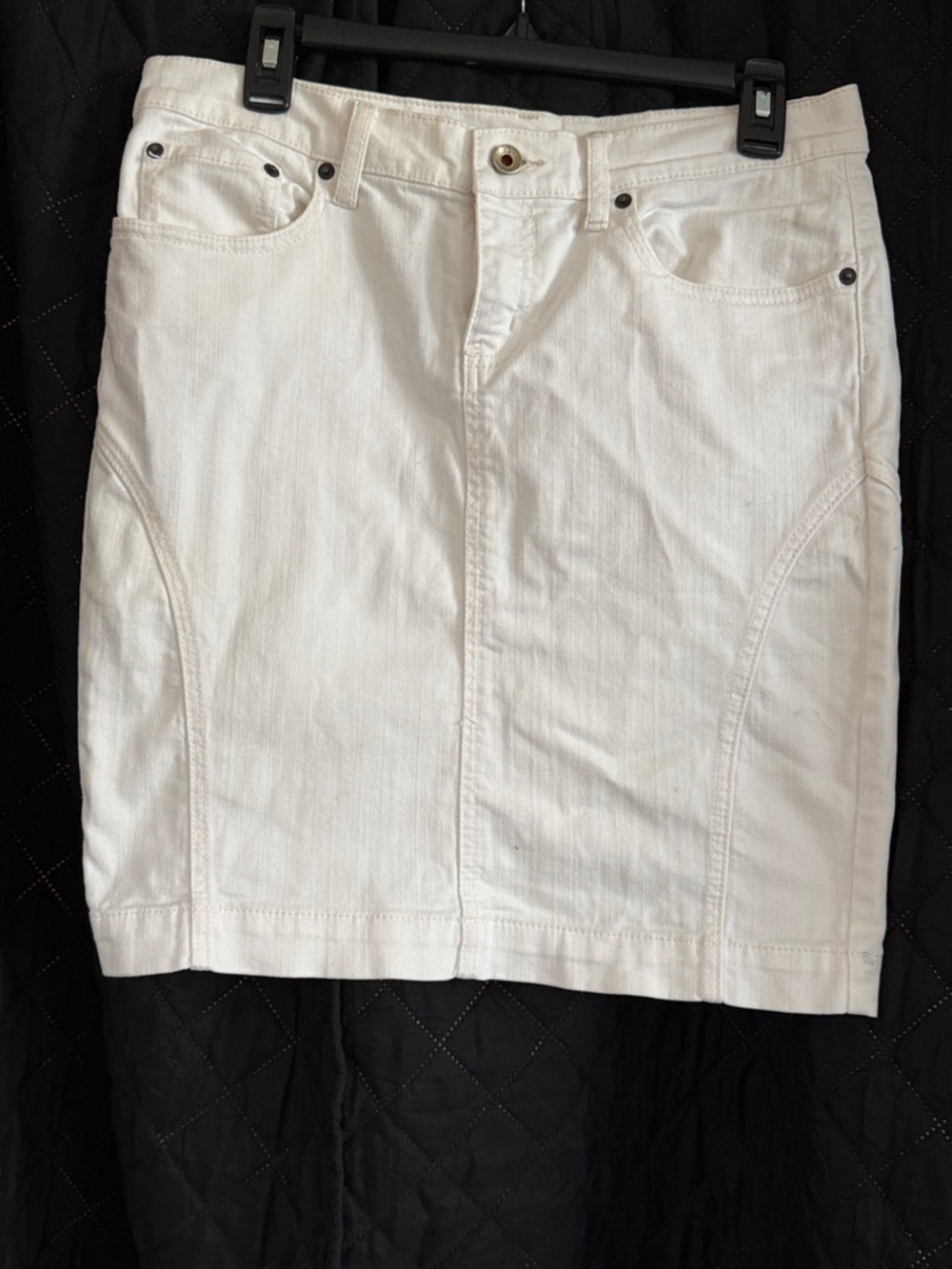 Y2K X2 Denim Laboratory White Mini Skirt Back Slit 5-Pocket Size 6